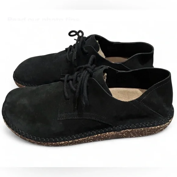 Birkenstock Gary Black Suede Oxford Comfort Shoes EU 40 Women 9 Men 7 Cork Boho - Picture 5 of 10